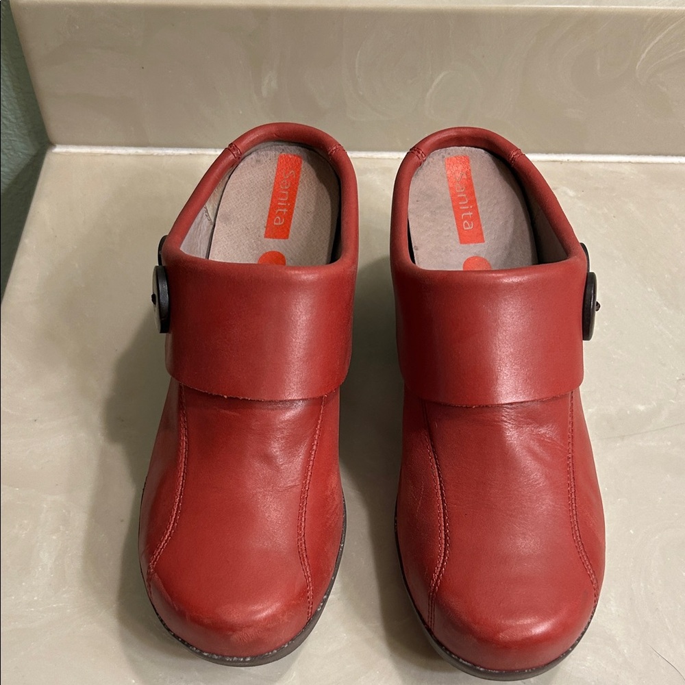 Dansko Red Leather Slip-On Clogs for Men